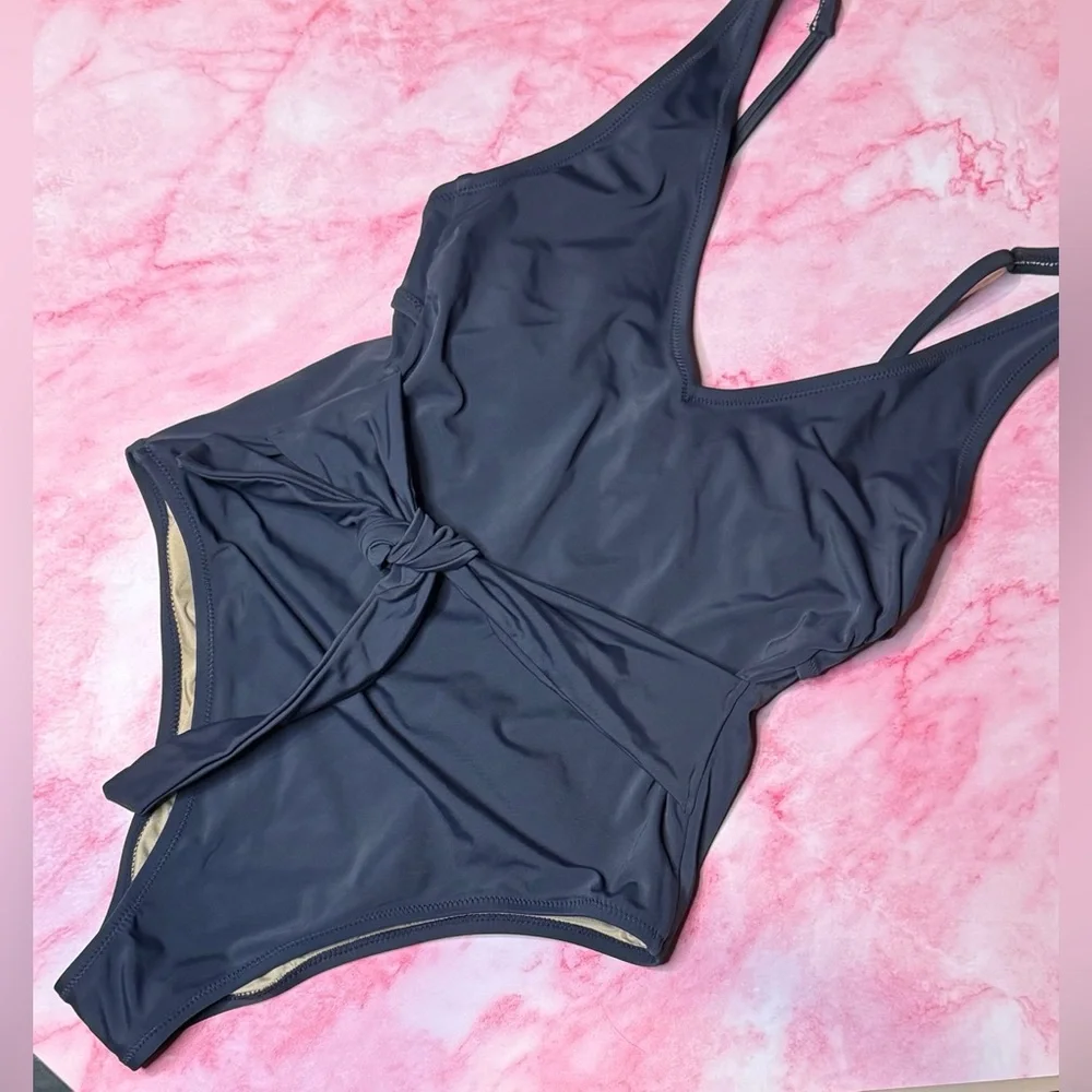 Shade & Shore Navy One Piece Swimsuit Small Tummy Control Cutout Beachwear Chic
